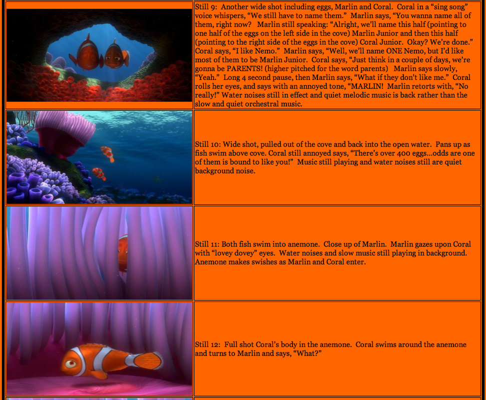 Finding Nemo Storyboard